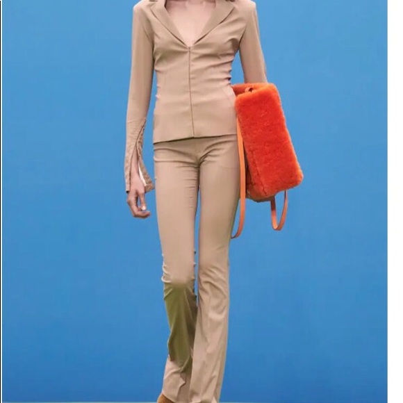 BYE  a European Brand. Tan Pants Tall Wide Waist Band w/ Decorative Belt Loops - Picture 3 of 11